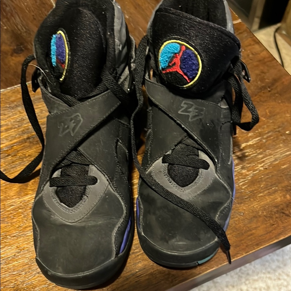 Black and Gray Sneakers with Colorful Air Jordan retro 8 aqua youth size 6